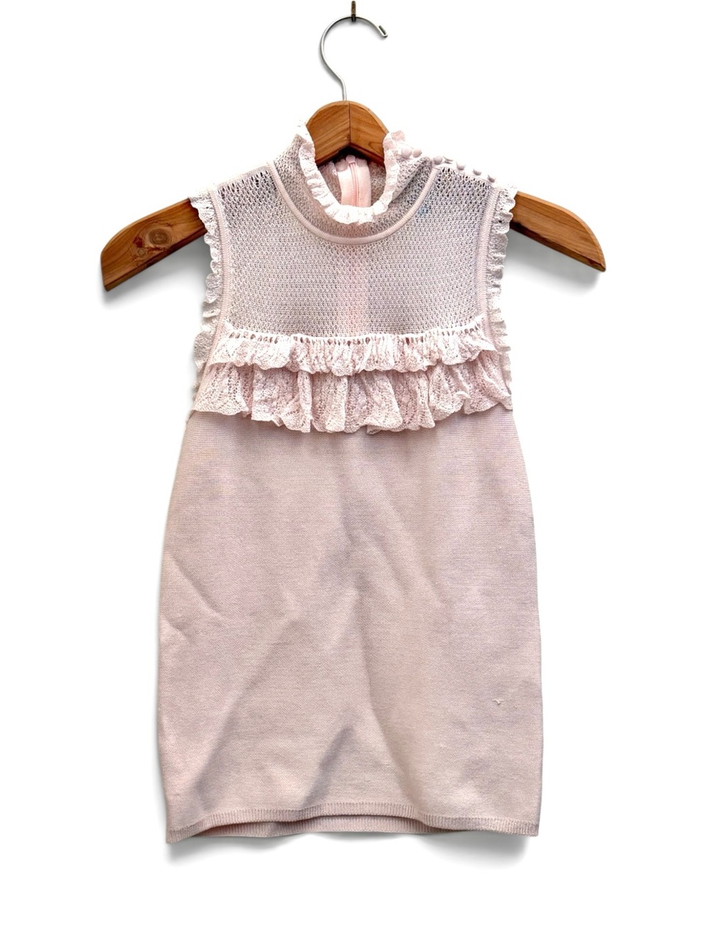 WHBM Pink Knit Ruffle Tank Top, Size XS